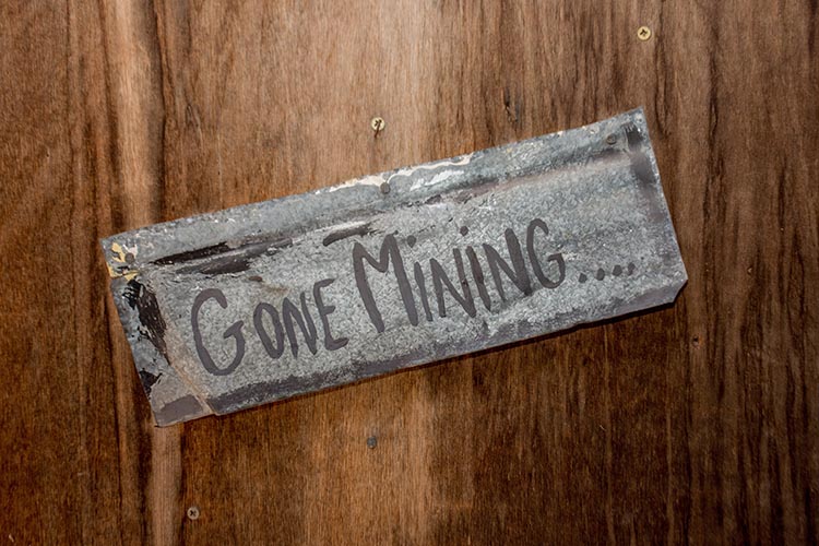 gone crypto mining sign on door for proof of work explanation